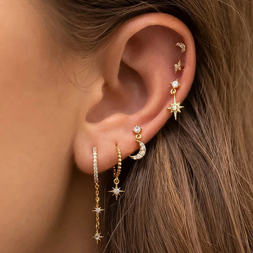Pendientes luna estrella