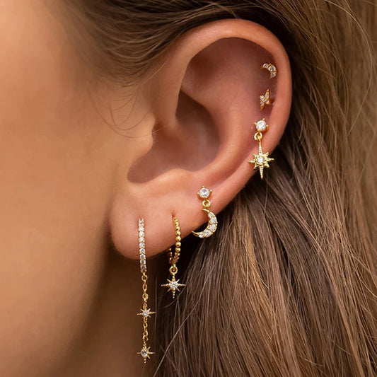 Pendientes luna estrella