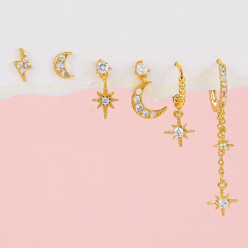 Pendientes luna estrella