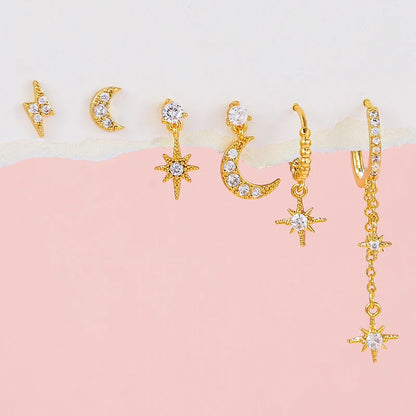 Pendientes luna estrella